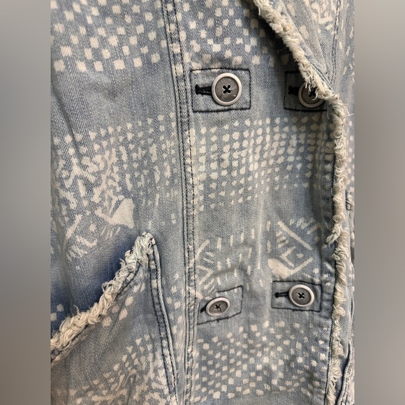 Free People Bleached Chambray Hooded Parka Jacket Oversized Denim Coat - Picture 7 of 11